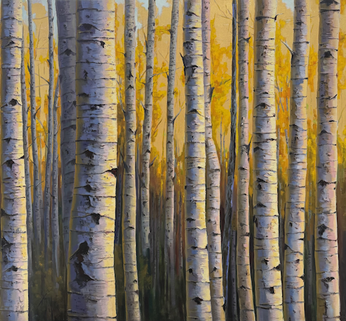 24K Gold Forest 40x44 $4000 at Hunter Wolff Gallery